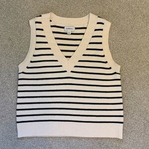 Evereve Cream & Black striped sweater vest